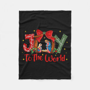 Joy To The World Christmas Christian Nativity Scen Fleece Blanket