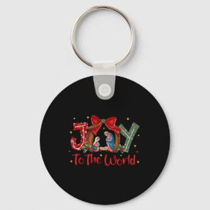 Joy To The World Christmas Christian Nativity Scen Keychain
