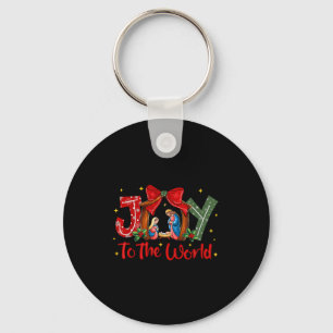 Joy To The World Christmas Christian Nativity Scen Keychain
