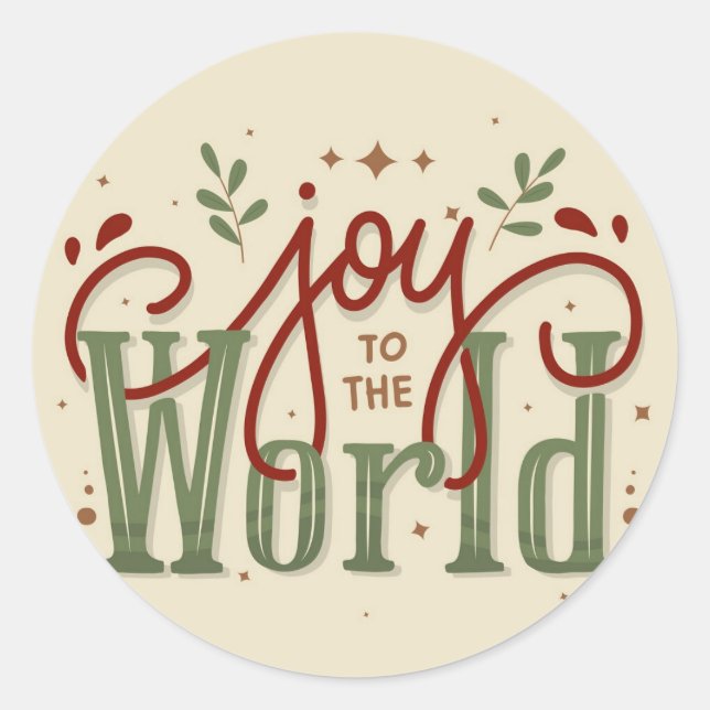 Joy To The World Christmas Classic Round Sticker (Front)