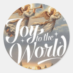 Joy to the World Christmas Design  Classic Round Sticker