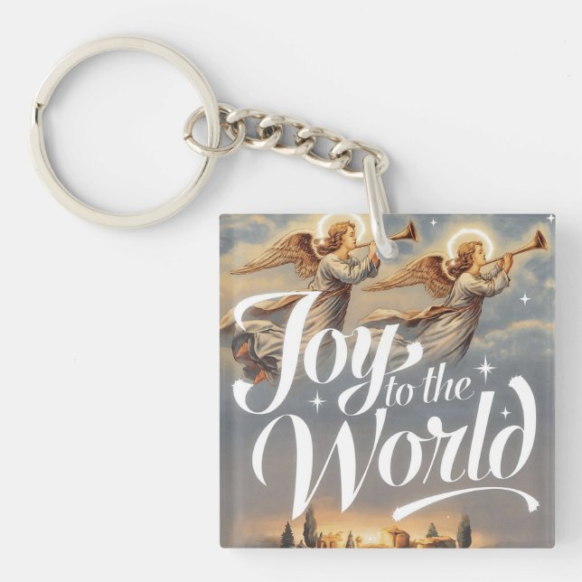 Joy to the World Christmas Design  Keychain (Front)
