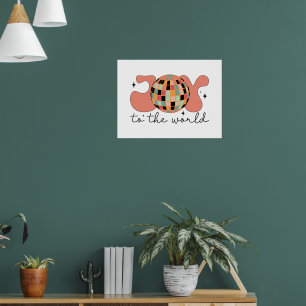 Joy to the World Christmas Disco Ball Poster