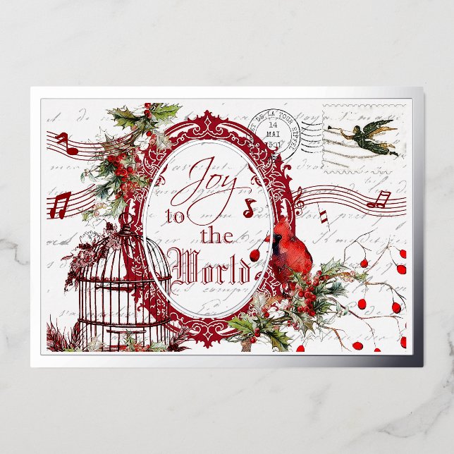 Joy to the world Christmas Foil Holiday Card (Front)