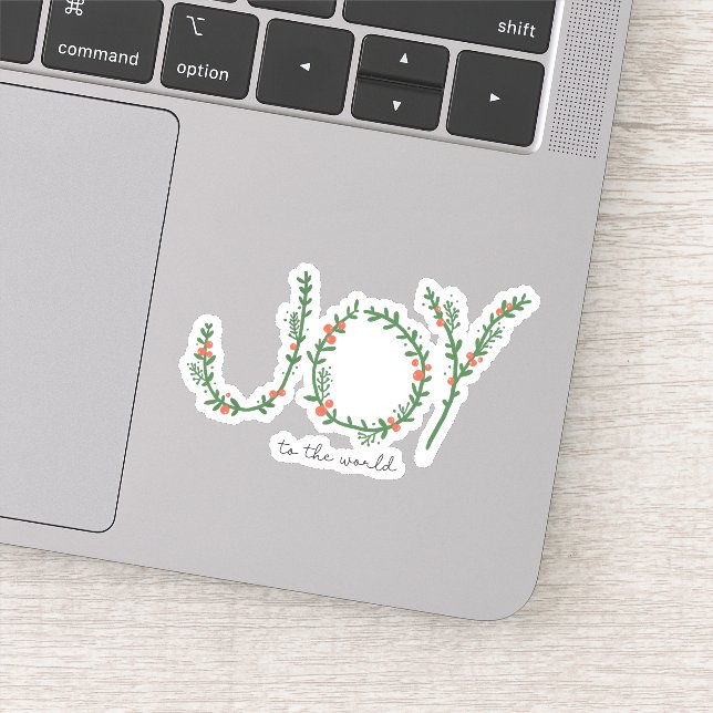 Joy to the World Christmas Green Wreath & Berries (Detail)