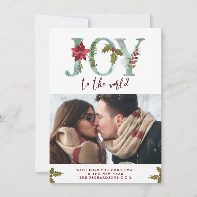joy to the world christmas holiday photo card (Front)