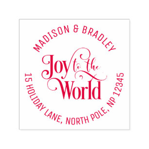Joy To The World Christmas Holidays Red Script Self-inking Stamp