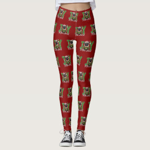 Joy To The World Christmas Pug Santa Leggings