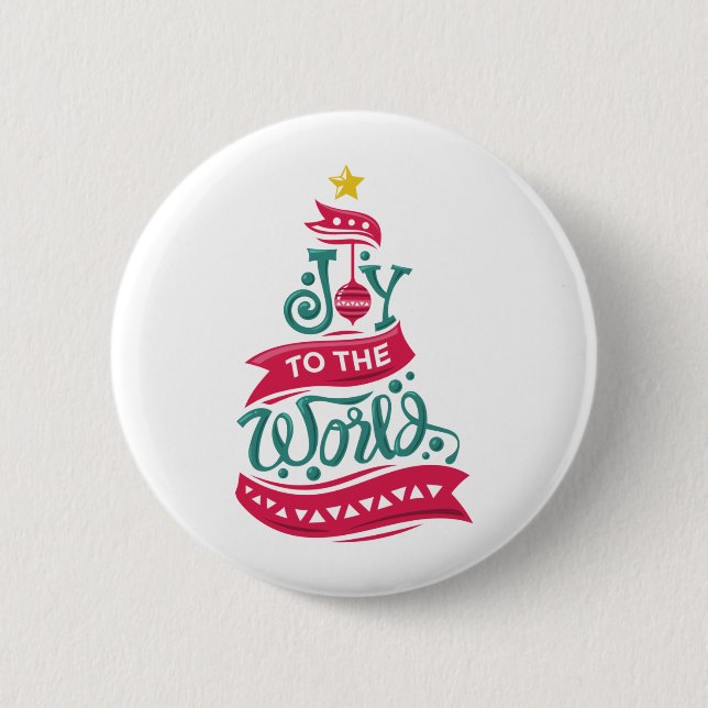 Joy to the World Christmas Quote Typography 2 Inch Round Button (Front)