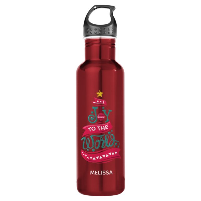 Joy to the World Christmas Quote Typography 710 Ml Water Bottle (Front)