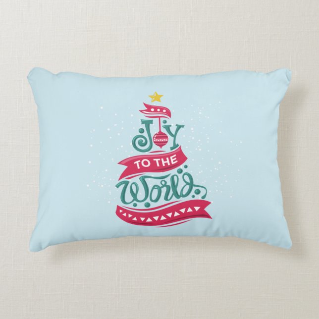 Joy to the World Christmas Quote Typography Accent Pillow (Front)
