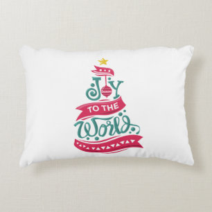 Joy to the World Christmas Quote Typography Accent Pillow