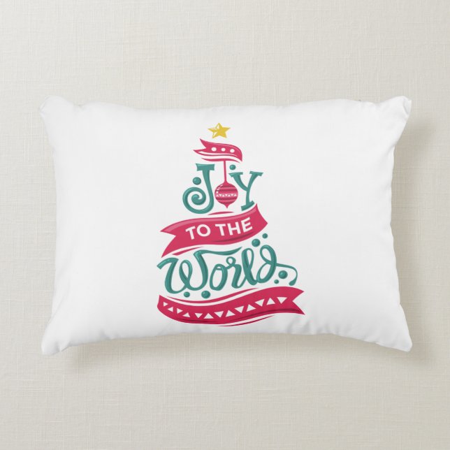 Joy to the World Christmas Quote Typography Accent Pillow (Front)