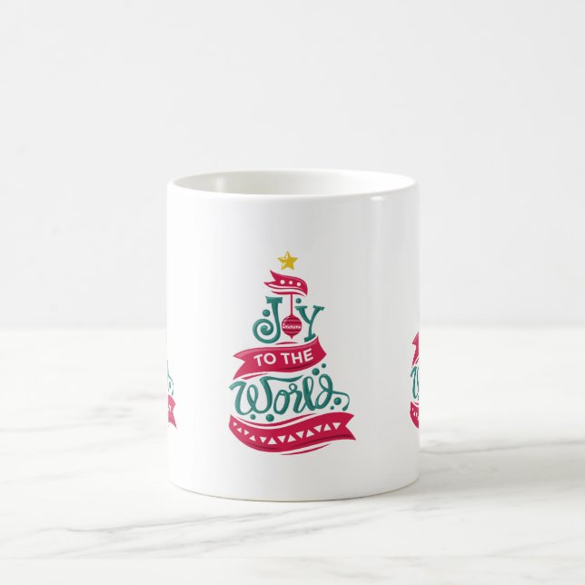 Joy to the World Christmas Quote Typography Coffee Mug (Center)