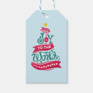Joy to the World Christmas Quote Typography Gift Tags