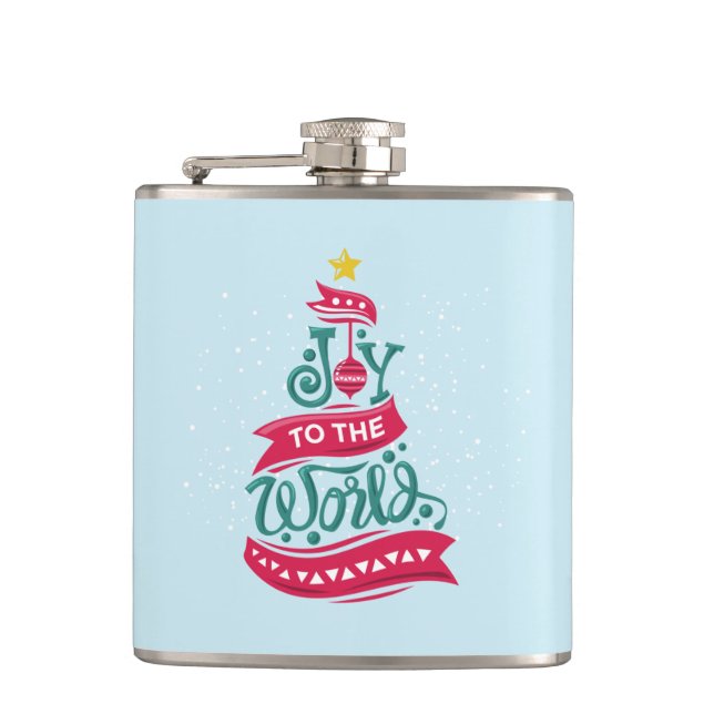 Joy to the World Christmas Quote Typography Hip Flask (Front)