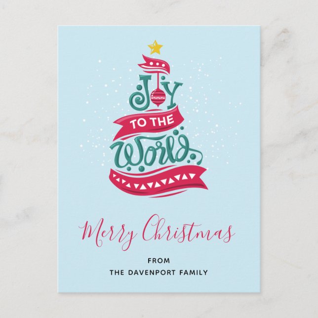 Joy to the World Christmas Quote Typography Holiday Postcard (Front)
