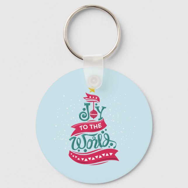 Joy to the World Christmas Quote Typography Keychain (Front)