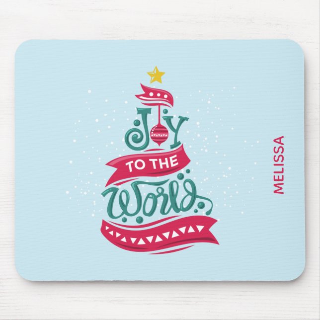 Joy to the World Christmas Quote Typography Mouse Pad (Front)