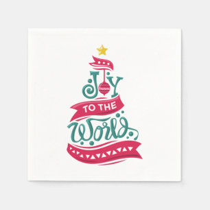 Joy to the World Christmas Quote Typography Napkin