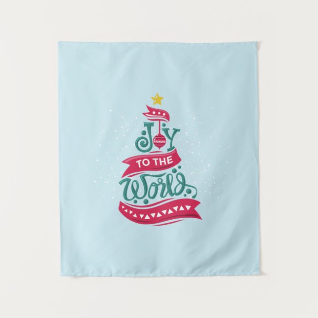Joy to the World Christmas Quote Typography Tapestry (Front)