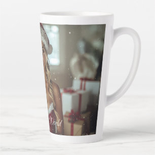 JOY TO THE WORLD - Christmas Santa Girl Latte Mug