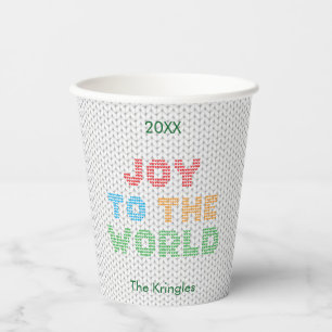 Joy To The World Christmas Sweater Typography Paper Cups
