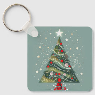 Joy to the world Christmas tree Keychain