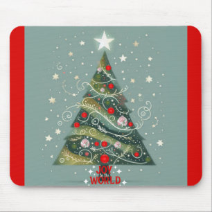 Joy to the world Christmas tree Mouse Pad