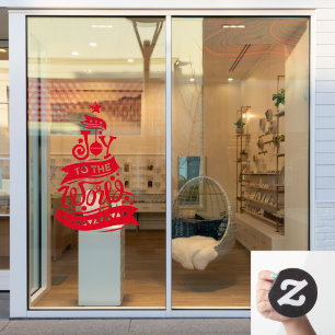 Joy to the world Christmas typography red Window Cling