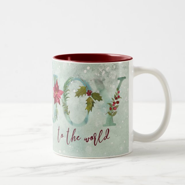 Joy to the world christmas winter holiday Two-Tone coffee mug (Right)