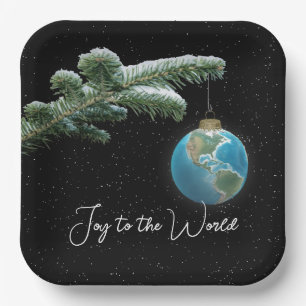 Joy to the World Christmas World Globe Ornament Paper Plate