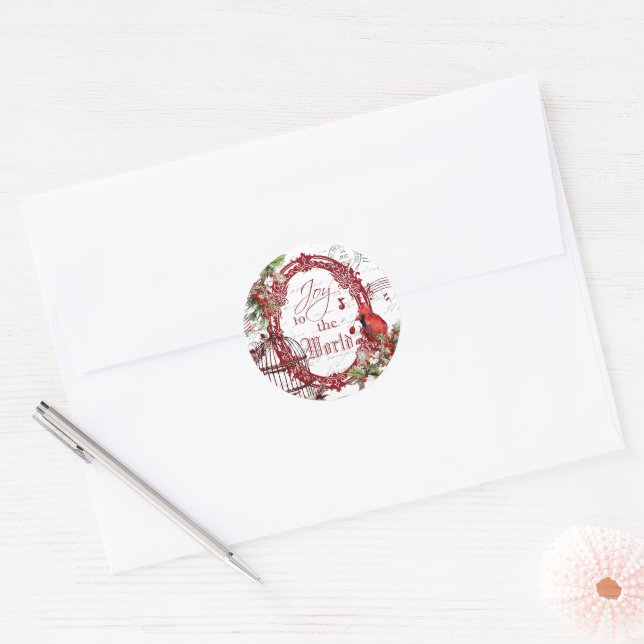 Joy to the world classic round sticker (Envelope)