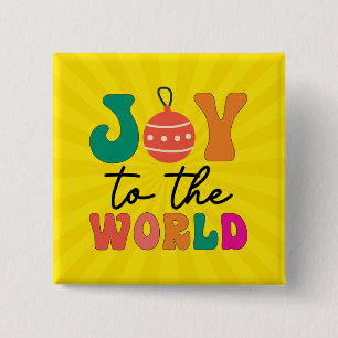 Joy To The World Colourful Christmas Typography 2 Inch Square Button
