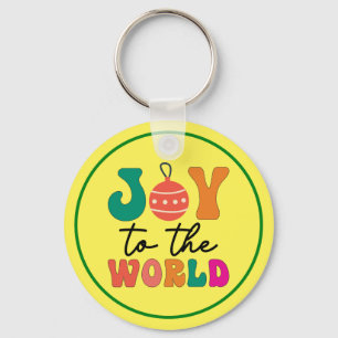 Joy To The World Colourful Christmas Typography Keychain