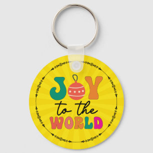 Joy To The World Colourful Christmas Typography Keychain