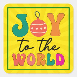 Joy To The World Colourful Christmas Typography Square Sticker