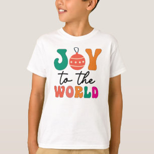 Joy To The World Colourful Christmas Typography T-Shirt