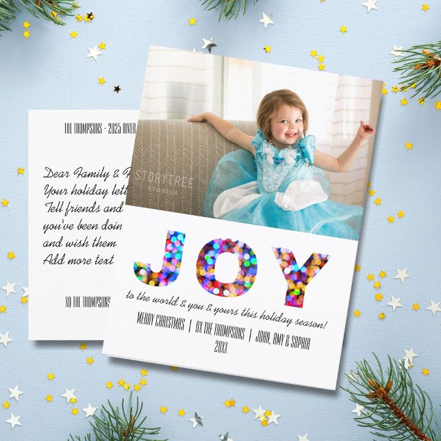 Joy to the World Colourful Sparkly Holiday Postcard (Creator Uploaded)