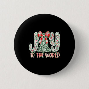 Joy To The World Coquette Bow Christmas Nativity C 2 Inch Round Button