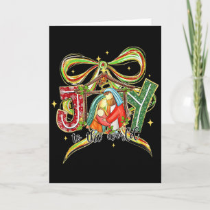 Joy To The World Coquette Bow Christmas Nativity C Card