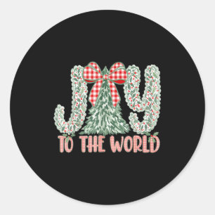 Joy To The World Coquette Bow Christmas Nativity C Classic Round Sticker
