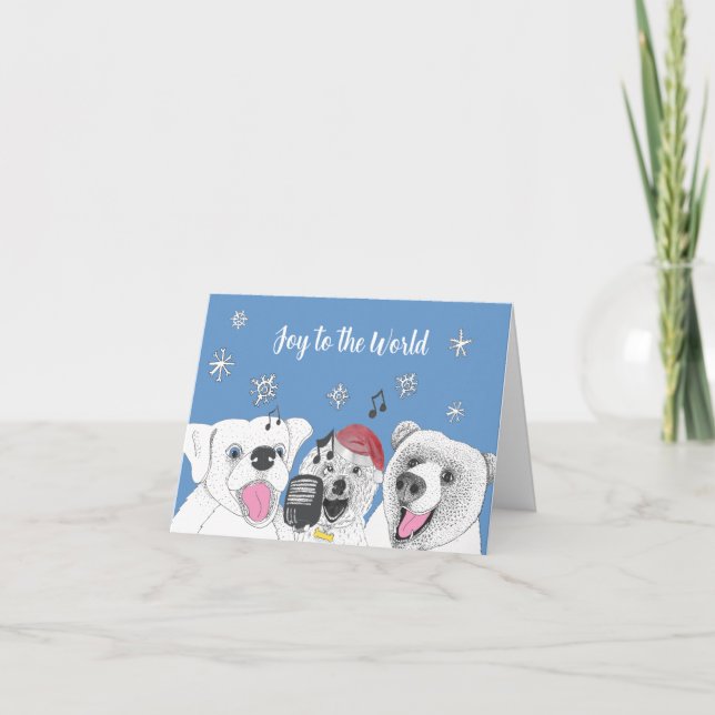 Joy to the World Dogs Singing  Holiday Card (Front)