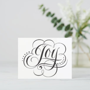 Joy to the World Elegant Christmas Calligraphy Holiday Postcard