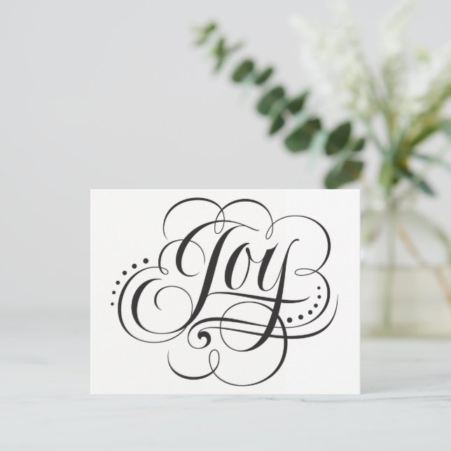 Joy to the World Elegant Christmas Calligraphy Holiday Postcard (Standing Front)