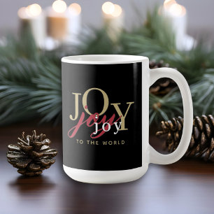 Joy to the World Festive Typography Holiday Coffee Mug
