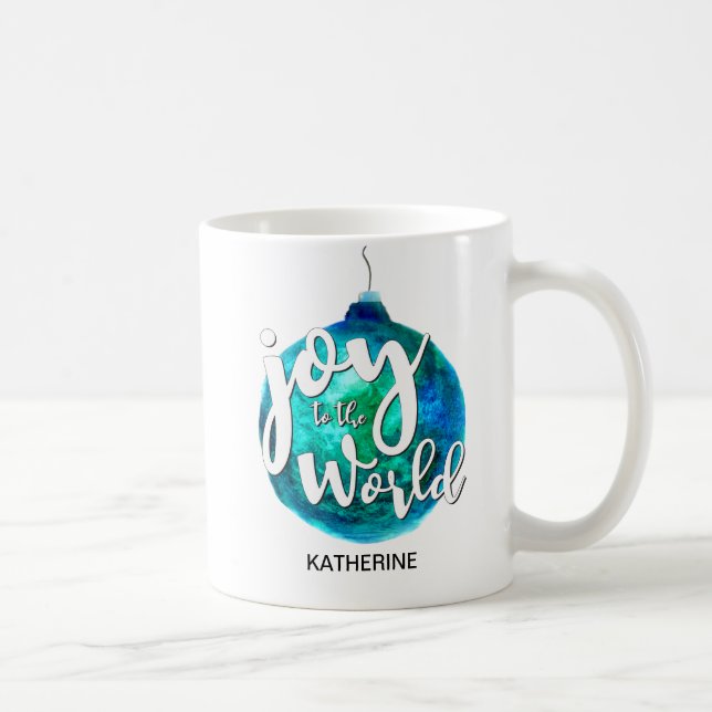 "Joy to the World" Globe, Christmas, Custom Coffee Mug (Right)
