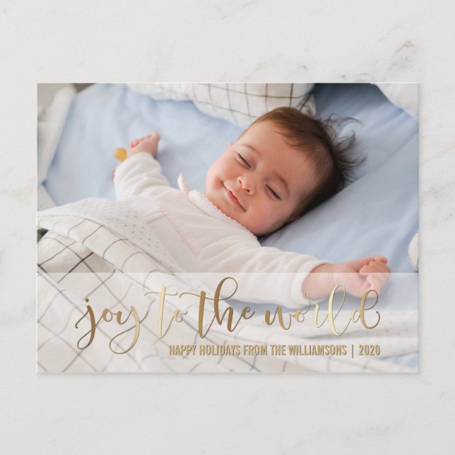 JOY TO THE WORLD GOLD SCRIPT | HOLIDAY PHOTO (Front)