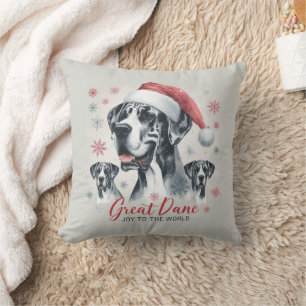 Joy to the World - Great Dane Christmas Holiday Throw Pillow