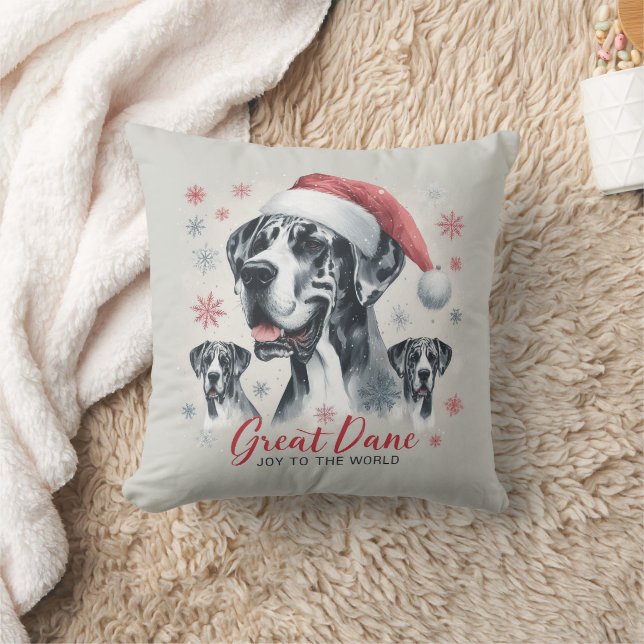 Joy to the World - Great Dane Christmas Holiday Throw Pillow (Blanket)